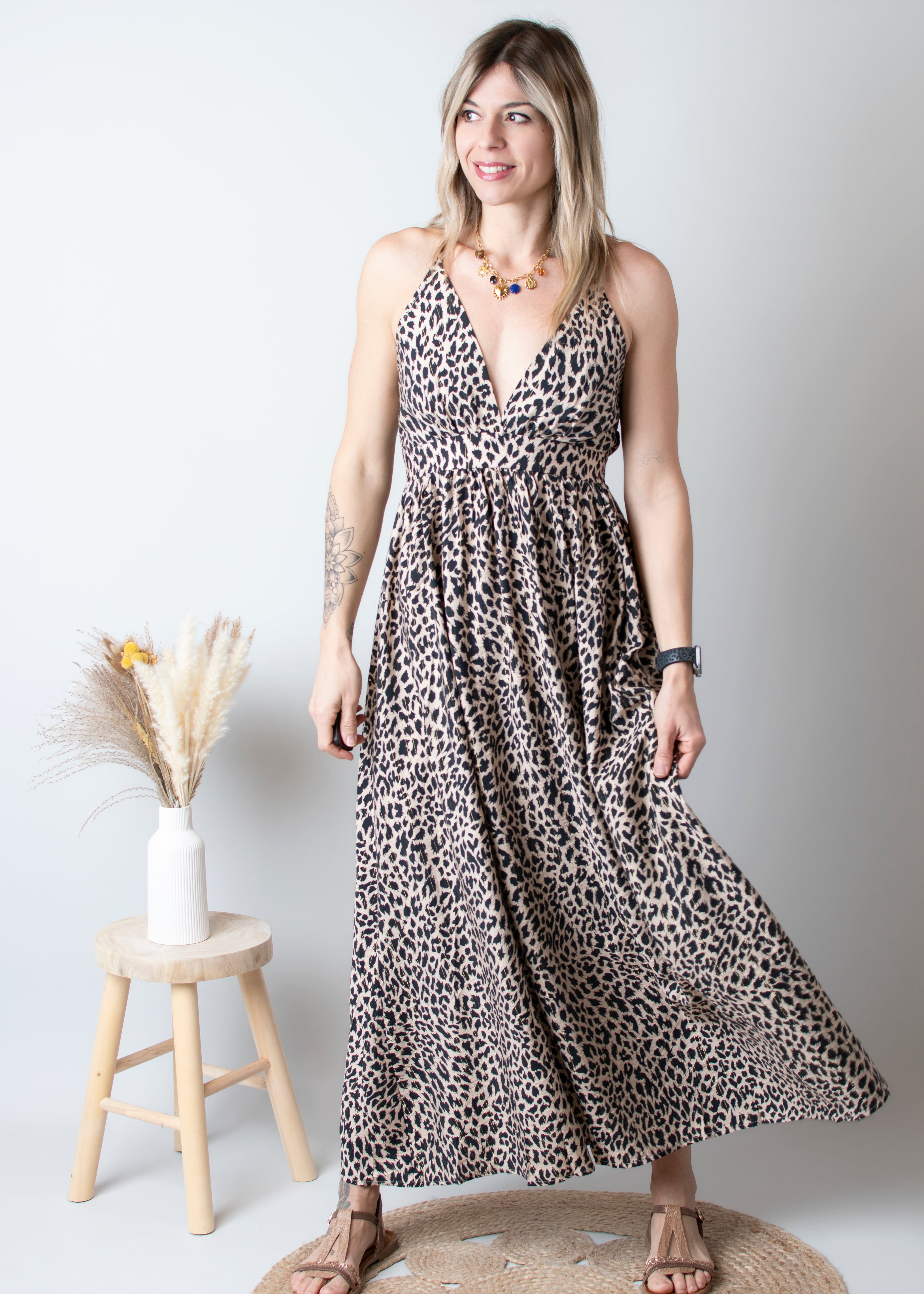 Robe longue Léopard  la boutique de lydie 