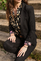 blazer noir revers fleuri la boutique de lydie