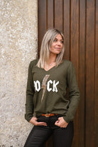 pull kaki rock la boutique de Lydie