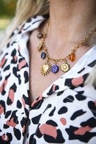 Collier charms soleil lune en acier inoxydable doré la boutique de lydie