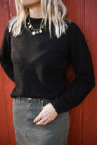 Pull noir, col rond, matière douce la boutique de lydie 