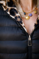 Doudoune réversible noir intérieur fourrure léopard la boutique de lydie