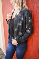 Bombers noir à motifs la boutique de lydie