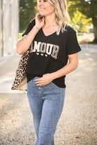 T-shirt noir, Brodé "Amour" la boutique de lydie