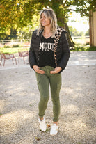 Skinny cargo kaki femme