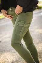 Skinny cargo kaki femme