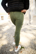Skinny cargo kaki femme