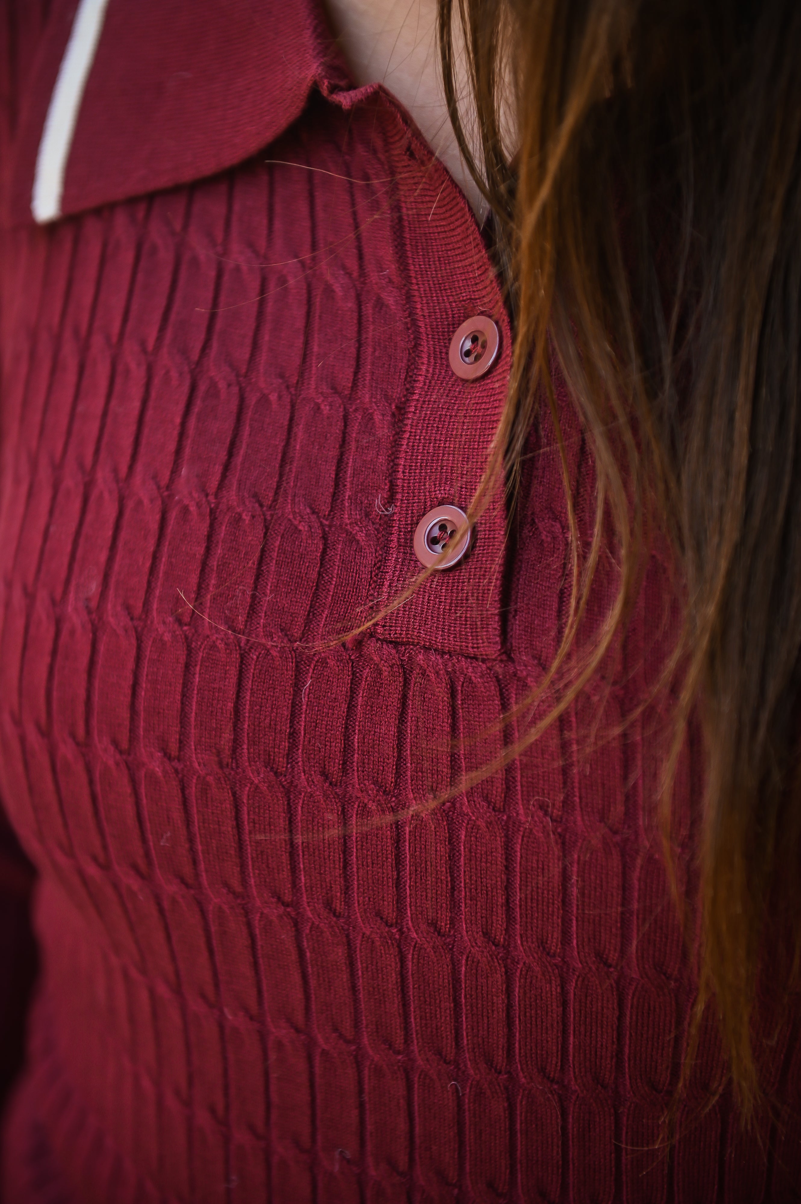 Pull fin bordeaux avec col à revers la boutique de lydie