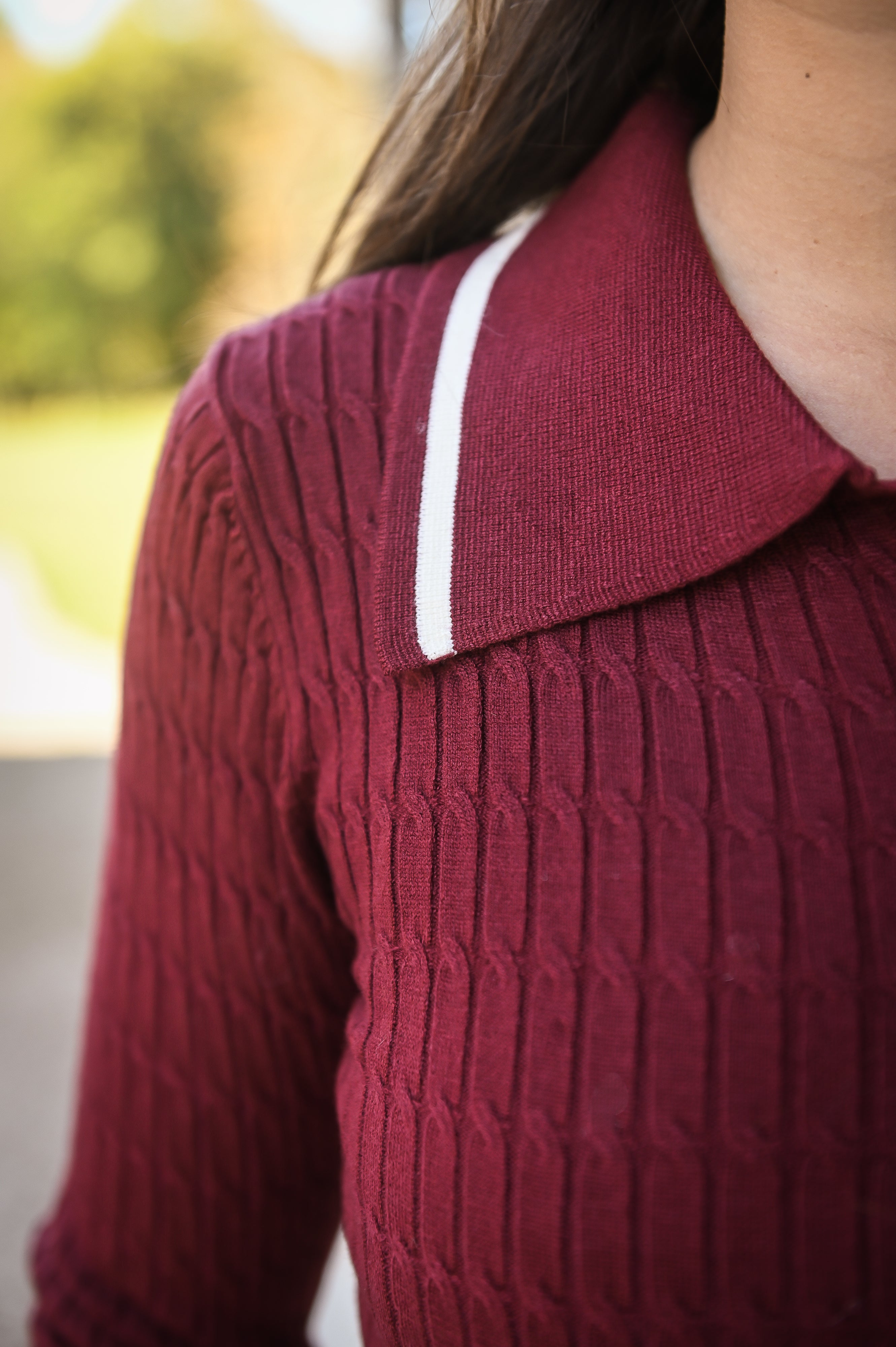 Pull fin bordeaux avec col à revers la boutique de lydie