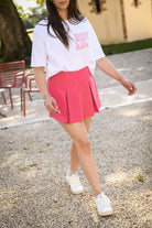 T-shirt blanc, col Rond, floqué More Amor Por favor