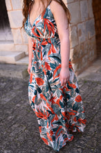 Charger l&#39;image dans la galerie, Robe longue à imprimé vert et orange la boutique de lydie
