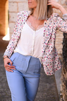 Blazer écru motif fleuri 