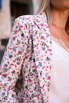 Blazer écru motif fleuri la boutique de lydie