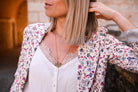 Blazer écru motif fleuri 