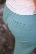 Charger l&#39;image dans la galerie, Pantalon de jogging avec lacet turquoise

