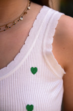 Charger l&#39;image dans la galerie, Débardeur écru coeur Vert côtelé la boutique de lydie
