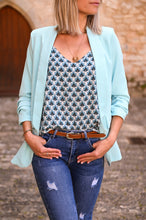 Charger l&#39;image dans la galerie, Blazer unis mi-long turquoise
