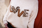 Pull beige love leopard