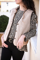 Gilet sans manches beige fourrure la boutique de lydie 