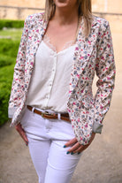 Blazer écru motif fleuri la boutique de lydie