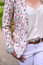 Blazer écru motif fleuri 