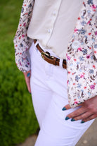 Blazer écru motif fleuri 