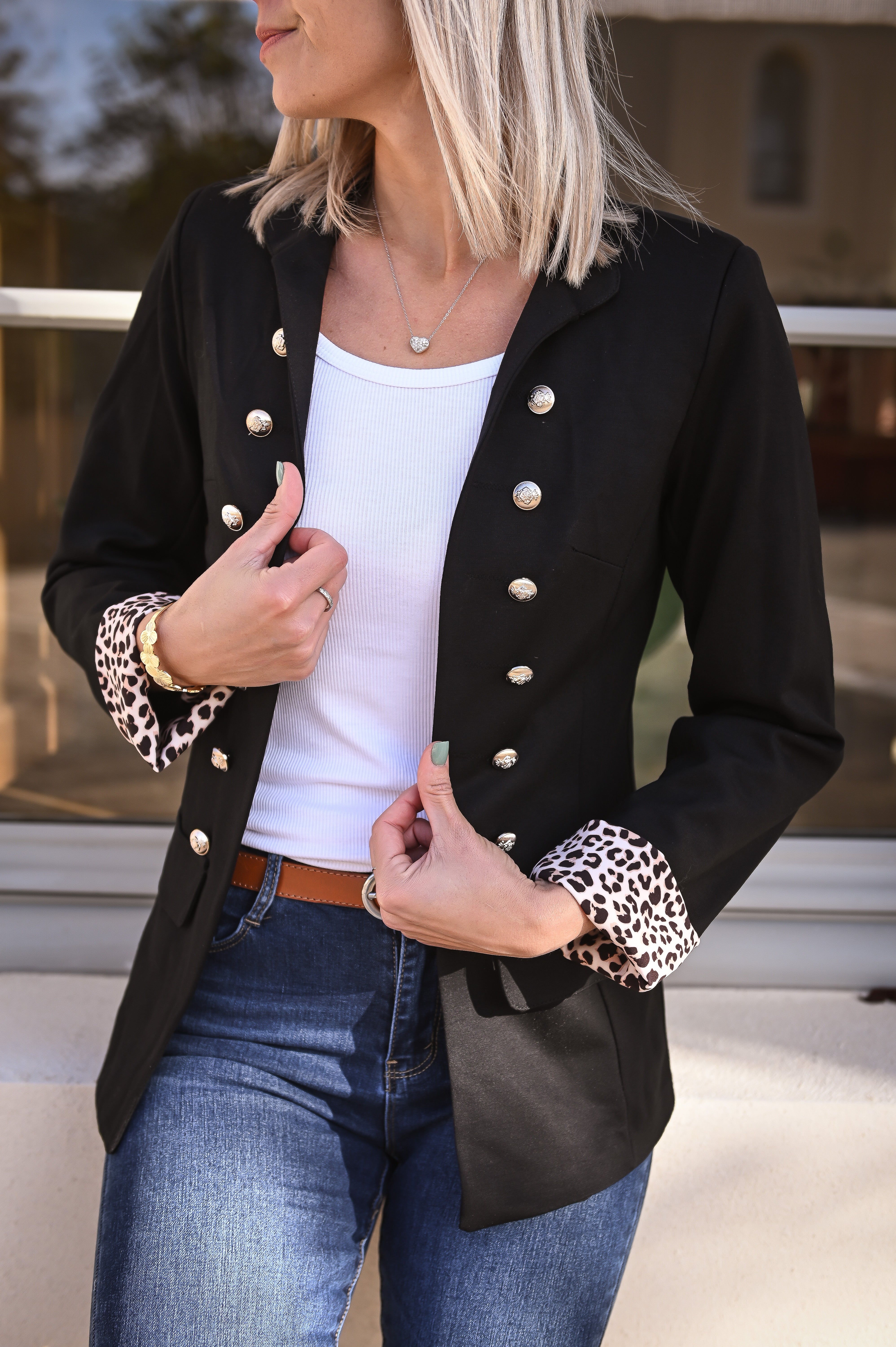 Veste officier noire léopard 