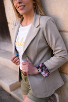 Blazer unis beige femme la boutique de Lydie