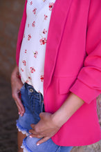 Charger l&#39;image dans la galerie, Blazer unis mi-long fushia la boutique de lydie
