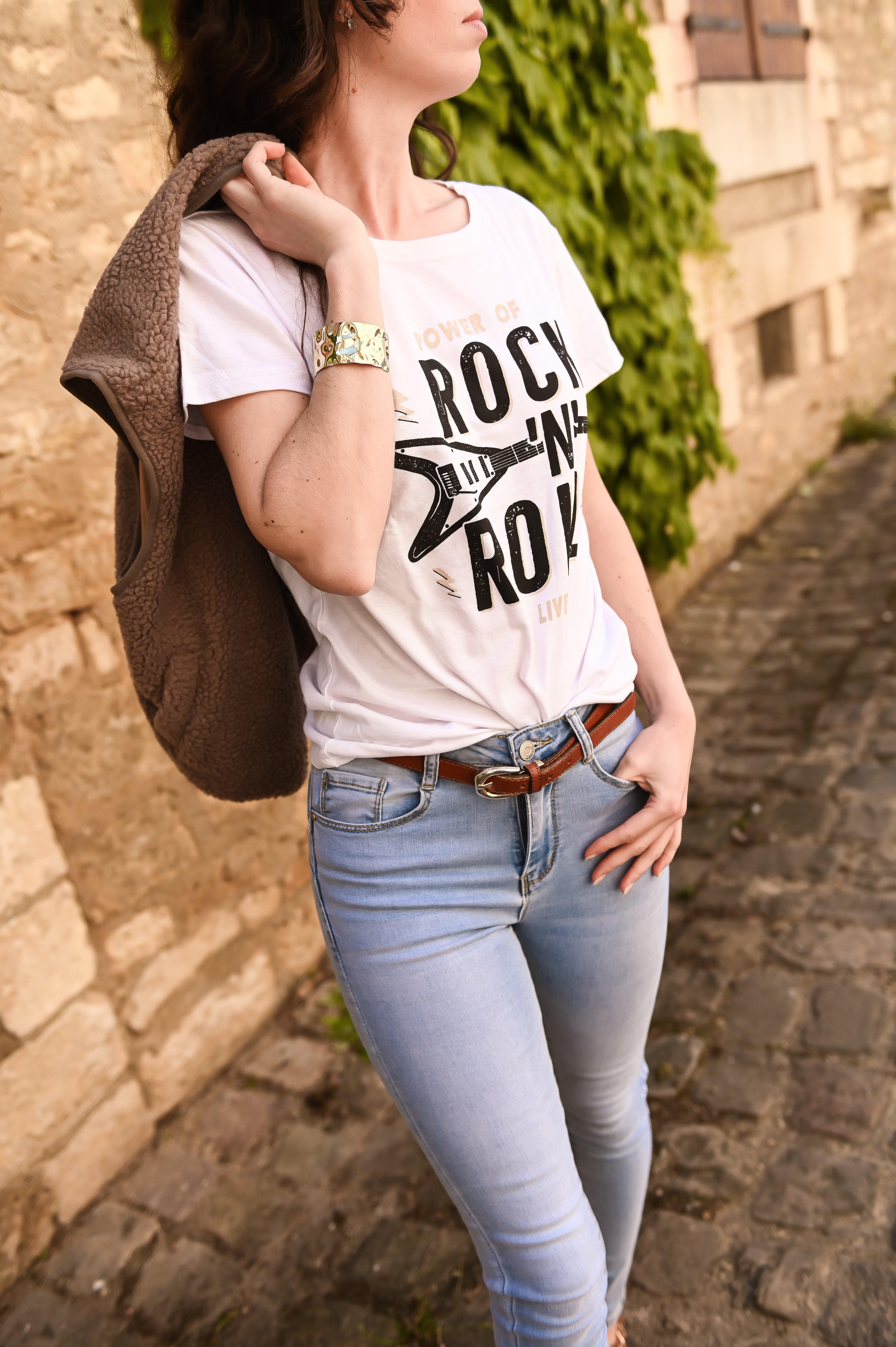 T-shirt blanc  Rock N Roll 