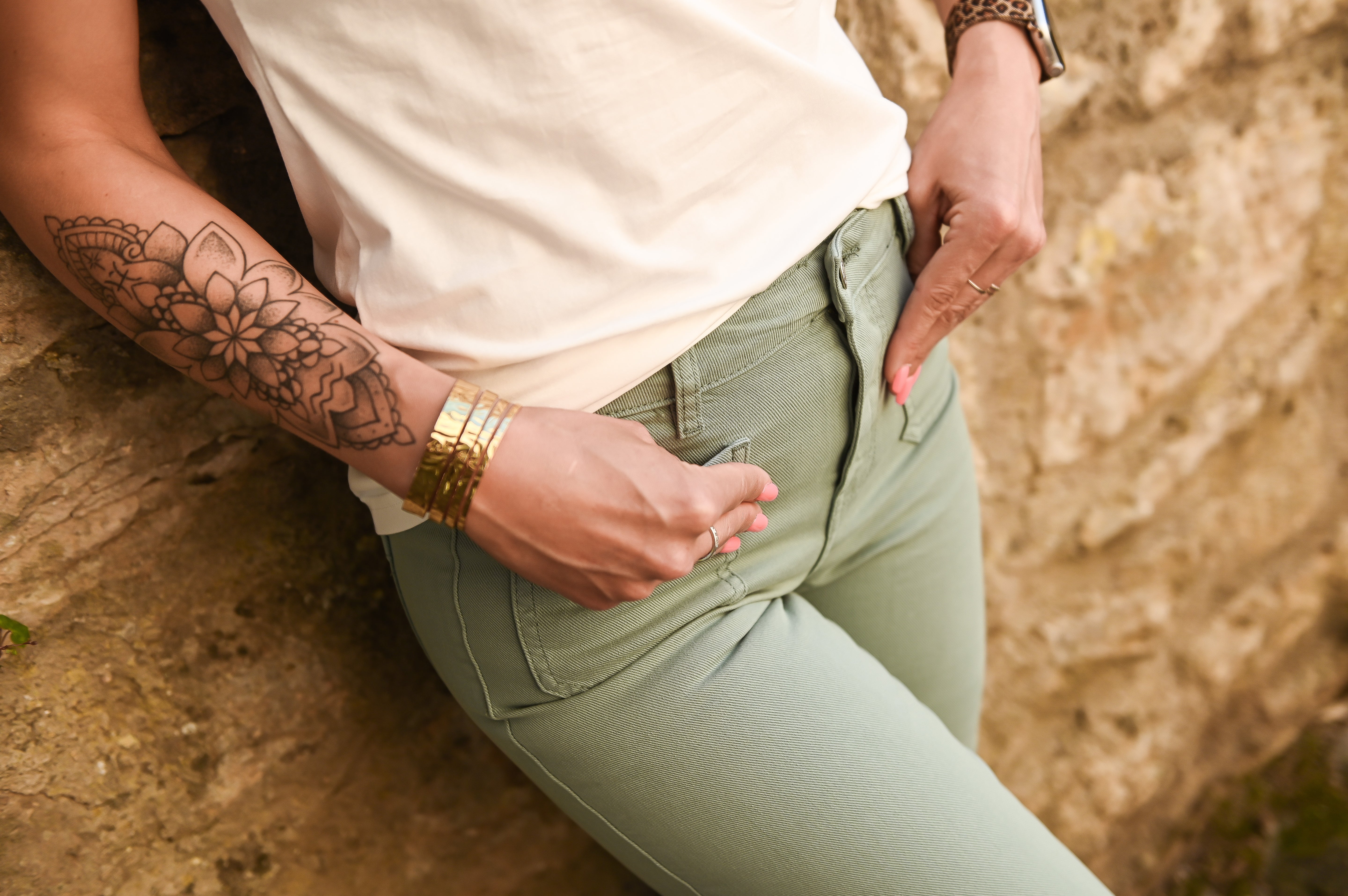 Pantalon Wide Leg vert céladon