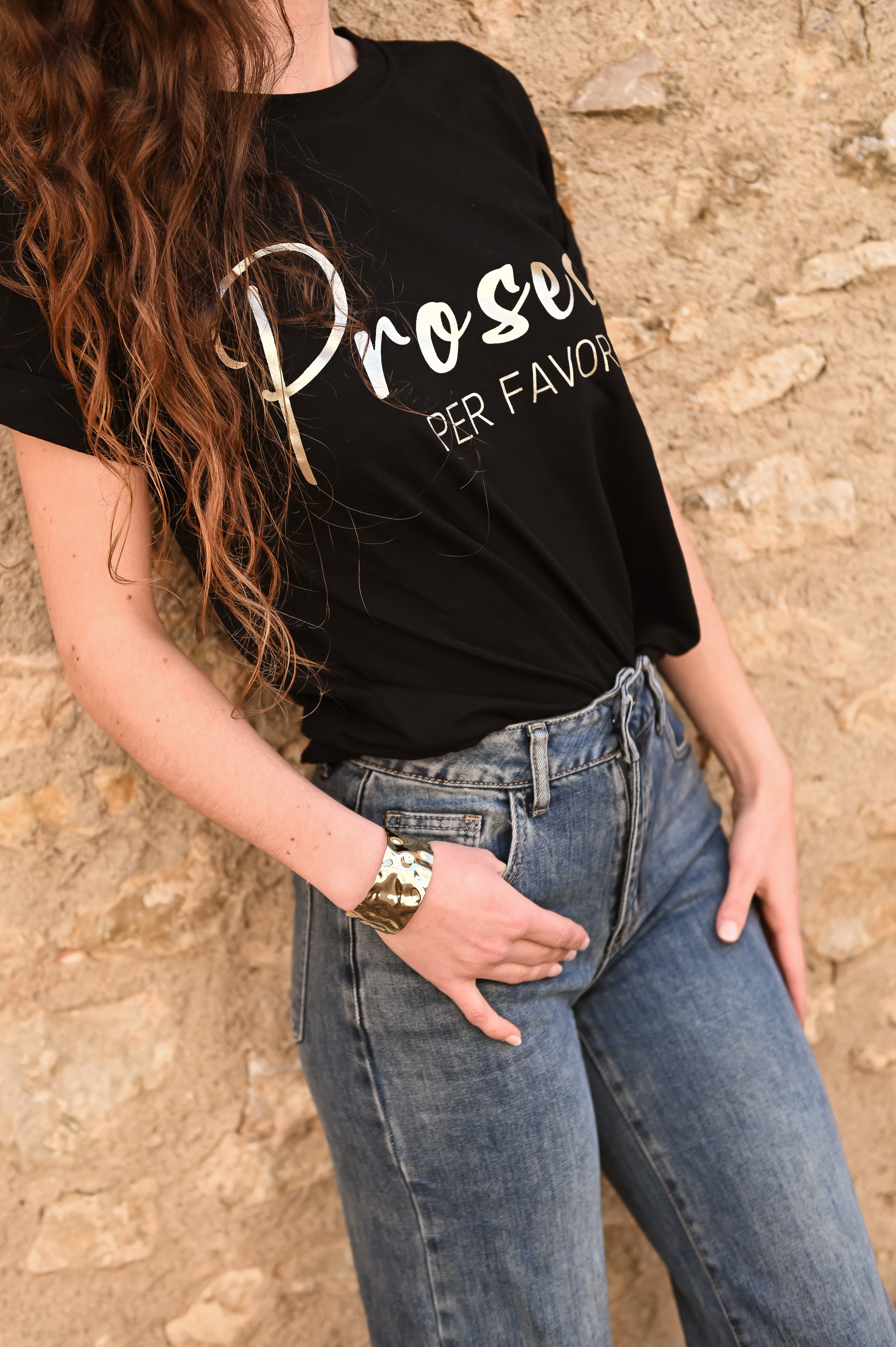 t-shirt noir Prosecco la boutique de lydie