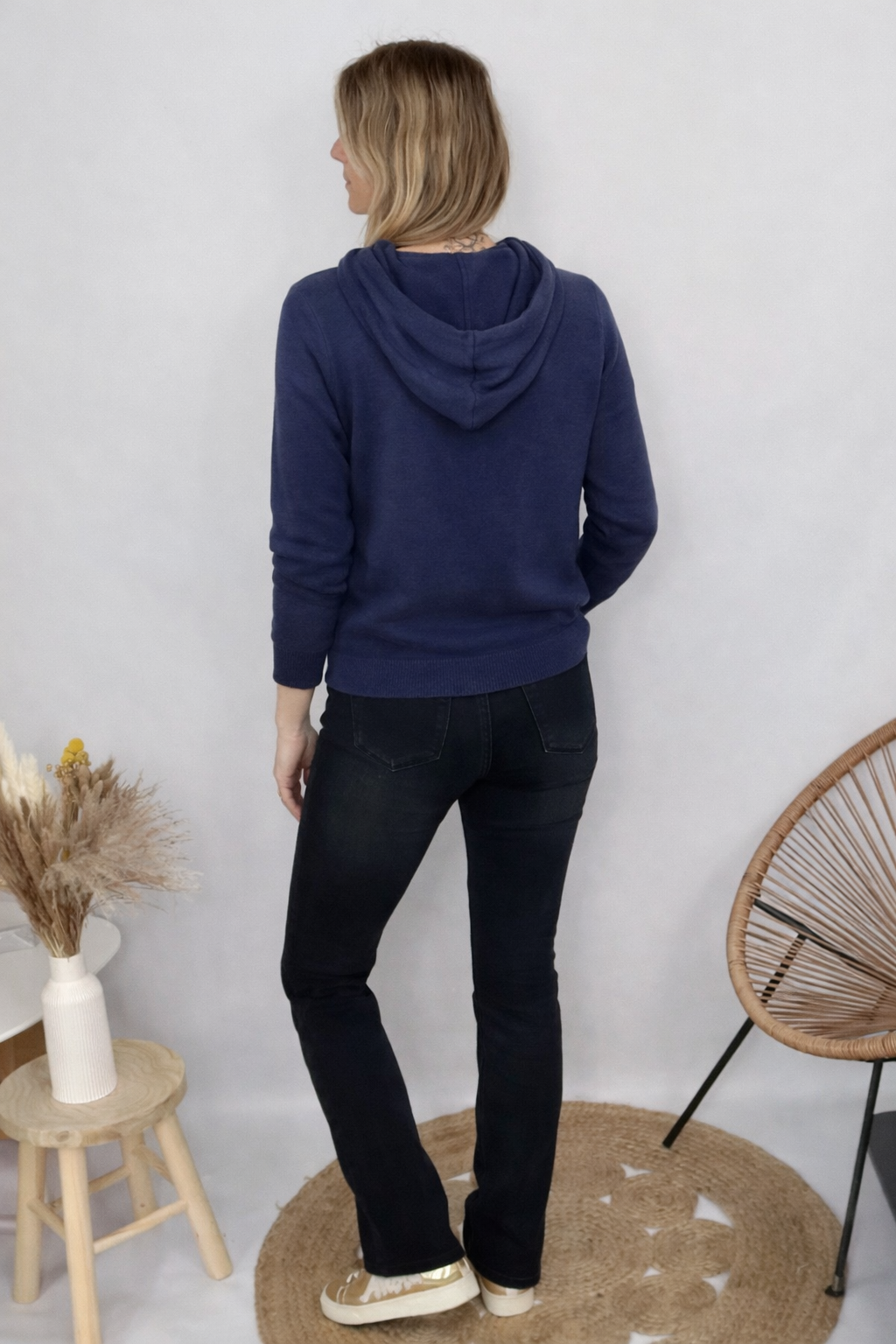 Pull Sweat à Capuche "Oohlala" – Marine