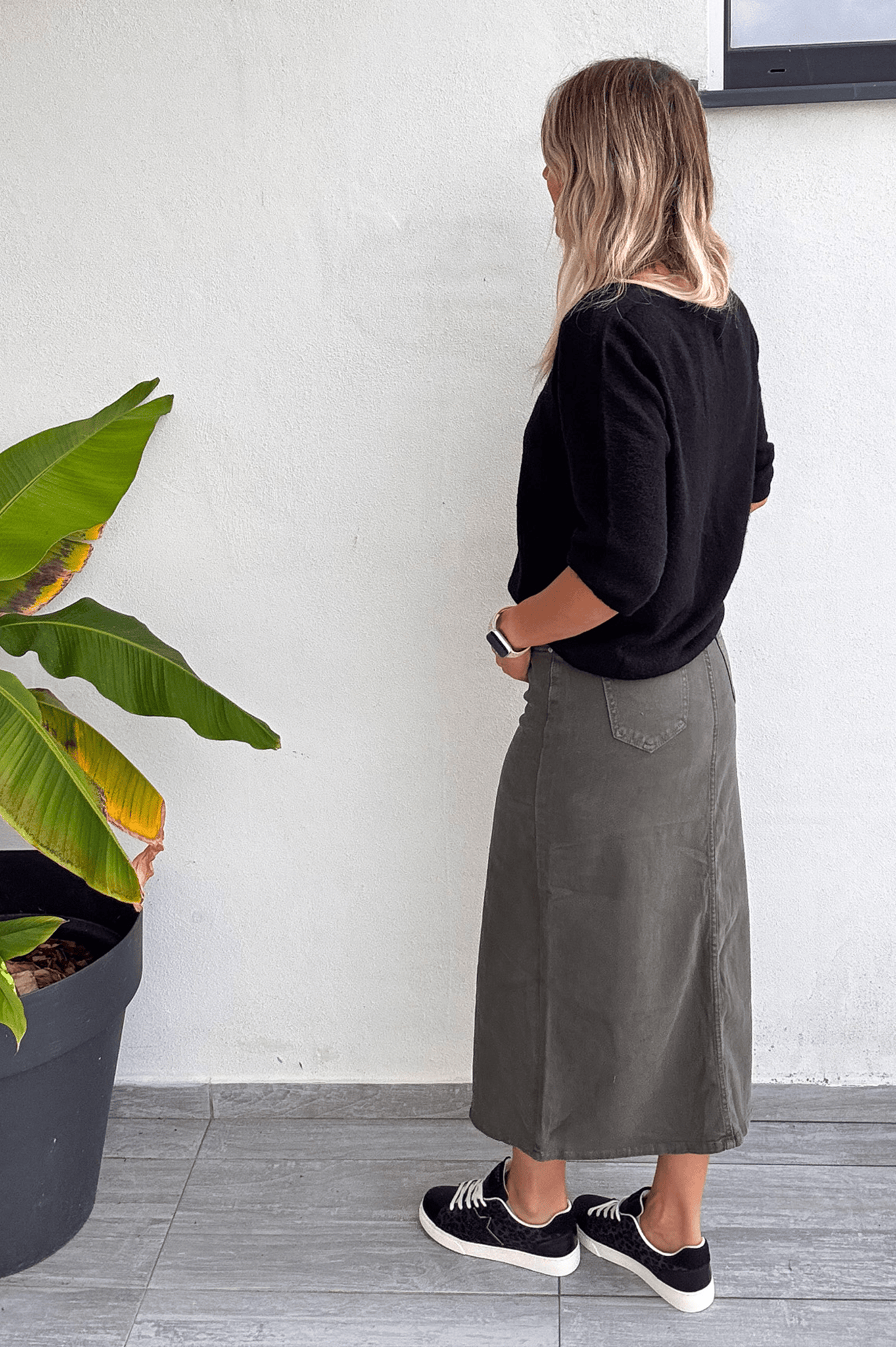 Jupe longue fendu kaki