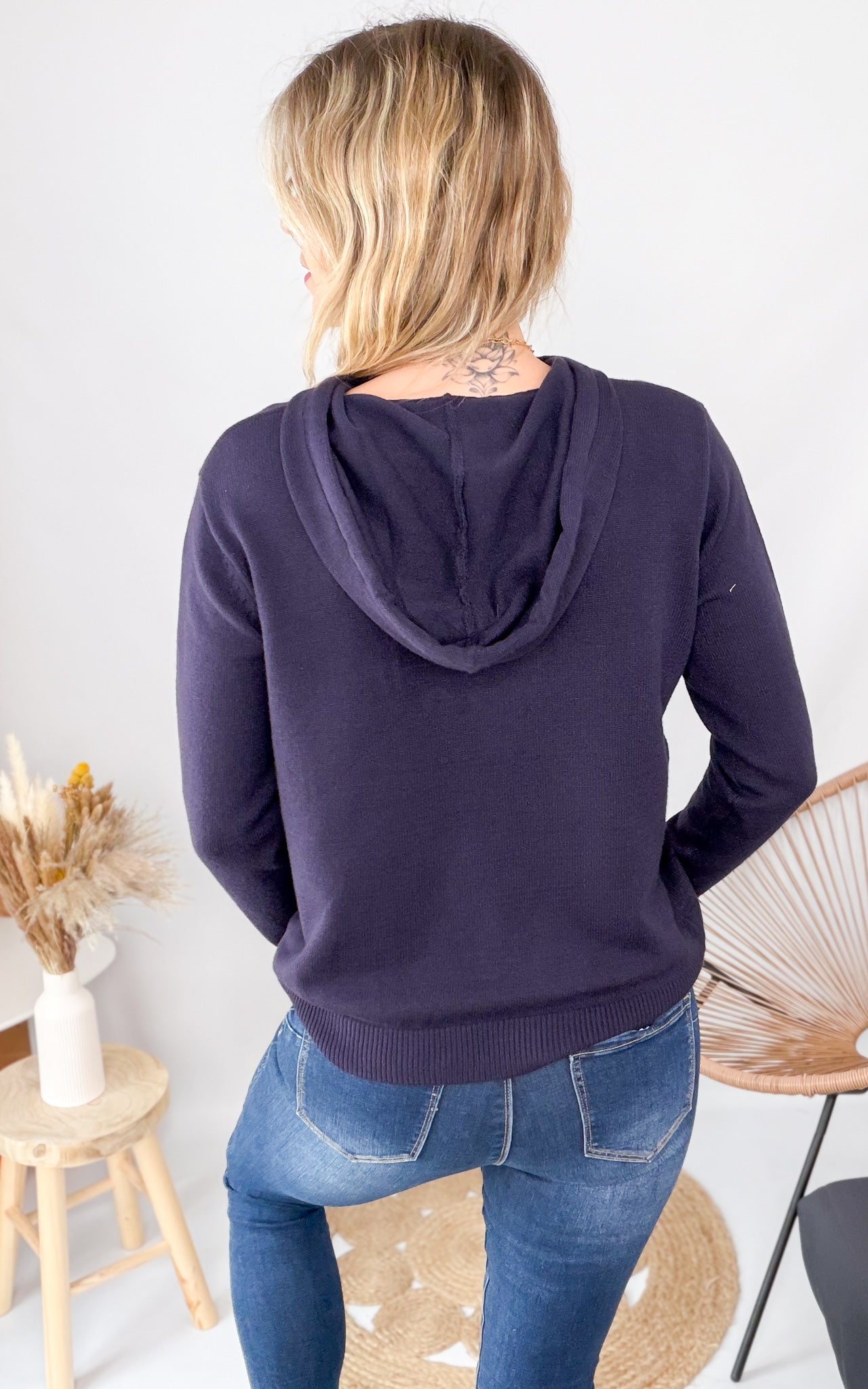 Pull Sweat à Capuche "Oohlala" – Marine