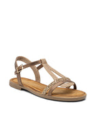 Sandales Plates "Éclat Cuivré" – Camel, Champagne &amp; Paillettes