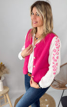 Gilet Sans Manches en Laine moumoute Fuchsia