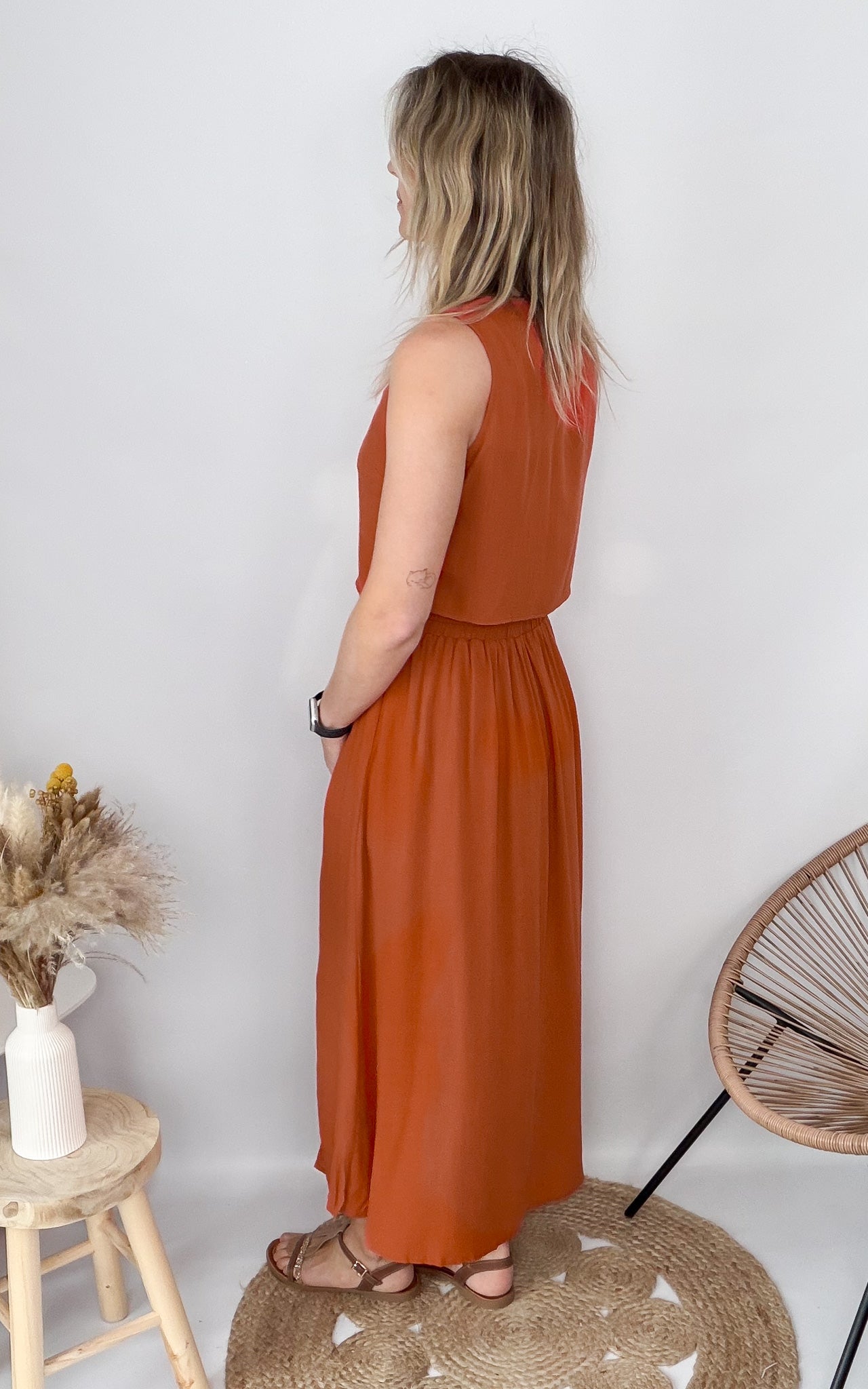 Ensemble Jupe &amp; Crop Top Sonia – Terracotta