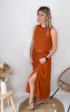 Ensemble Jupe &amp; Crop Top Sonia – Terracotta