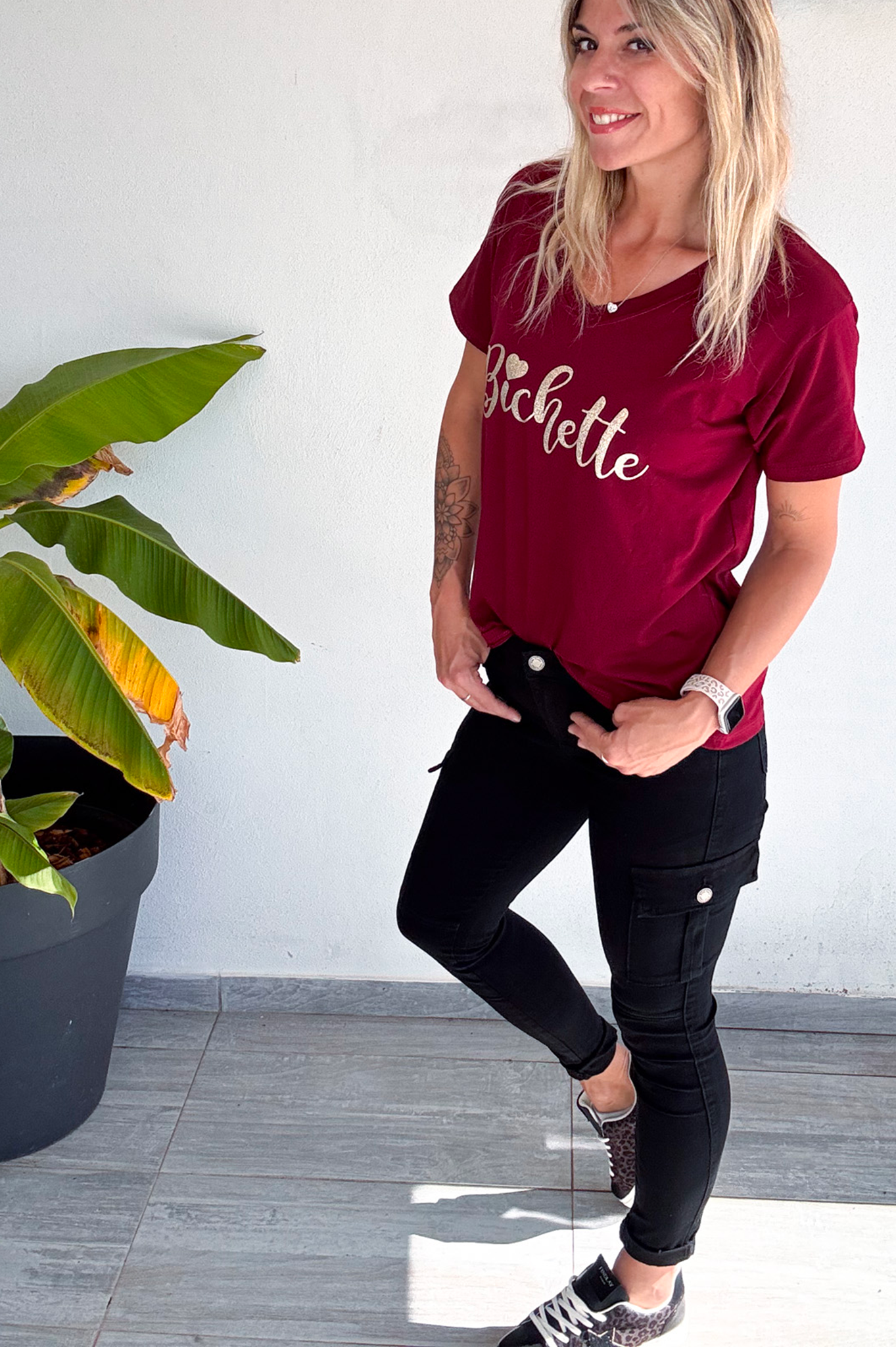 Skinny cargo noir femme 