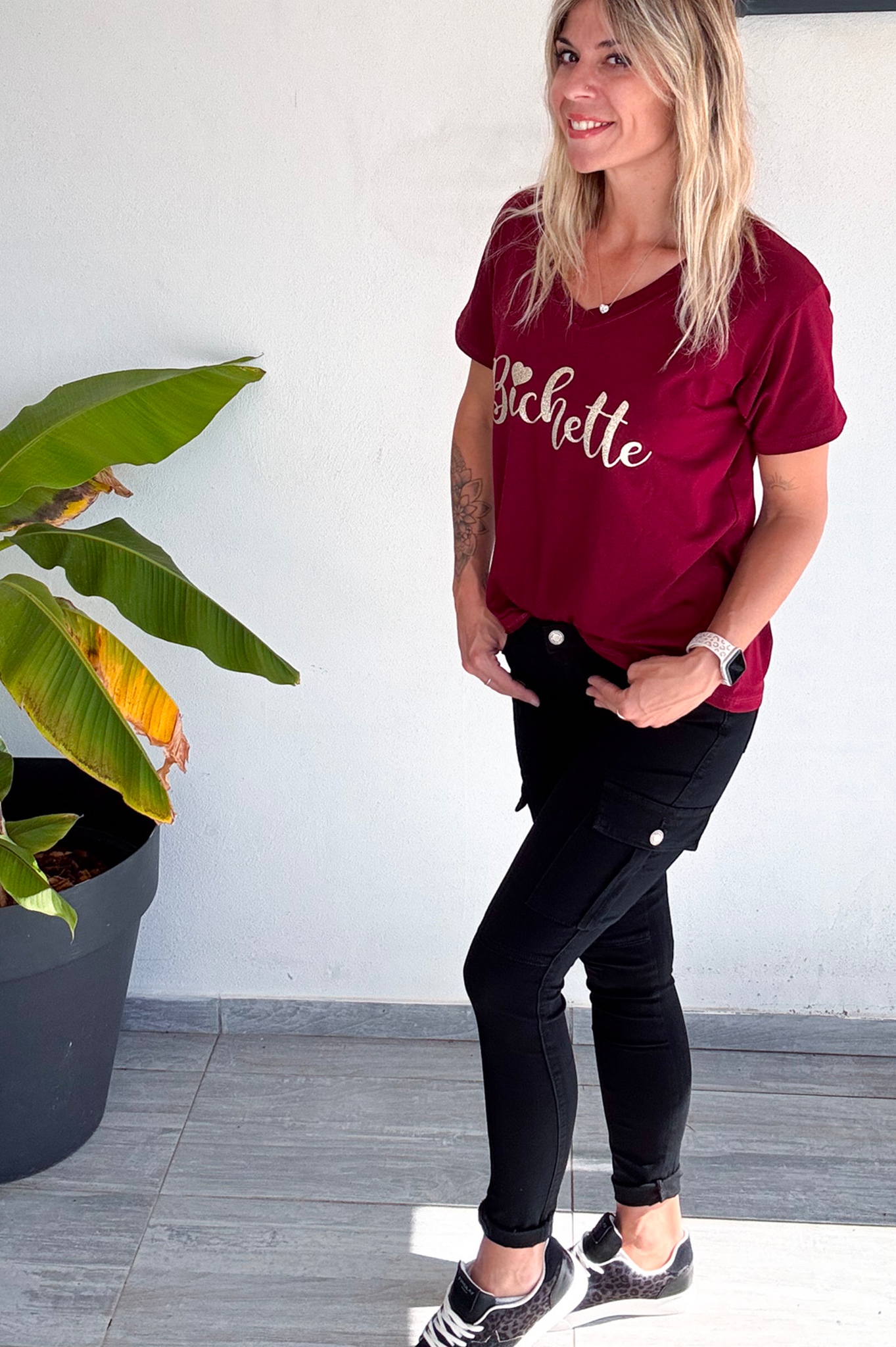 Skinny cargo noir femme 