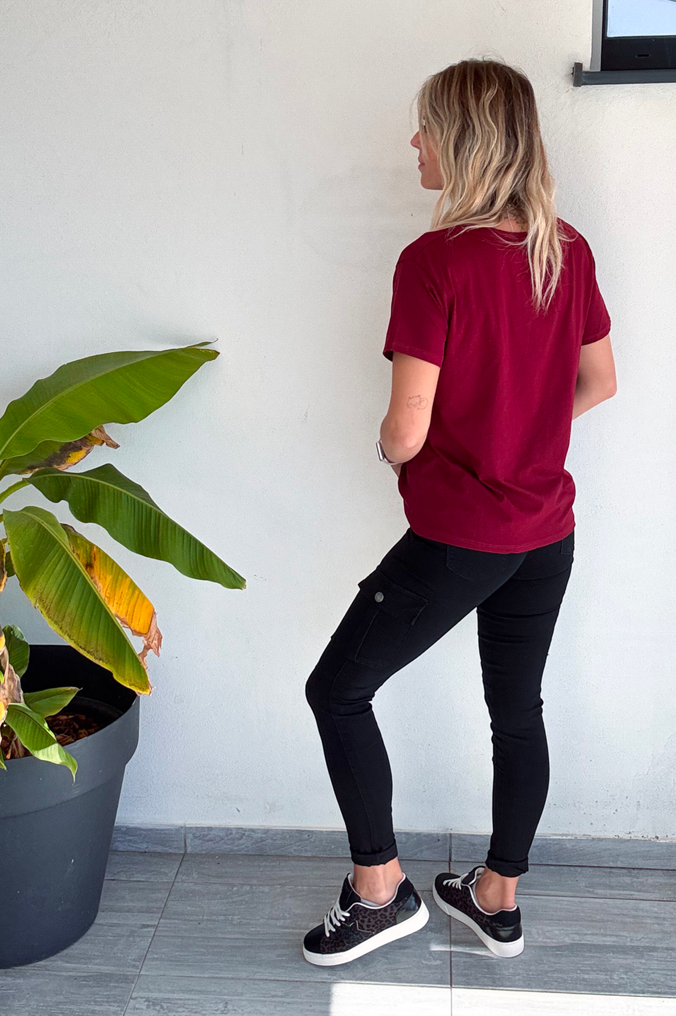 Skinny cargo noir femme 