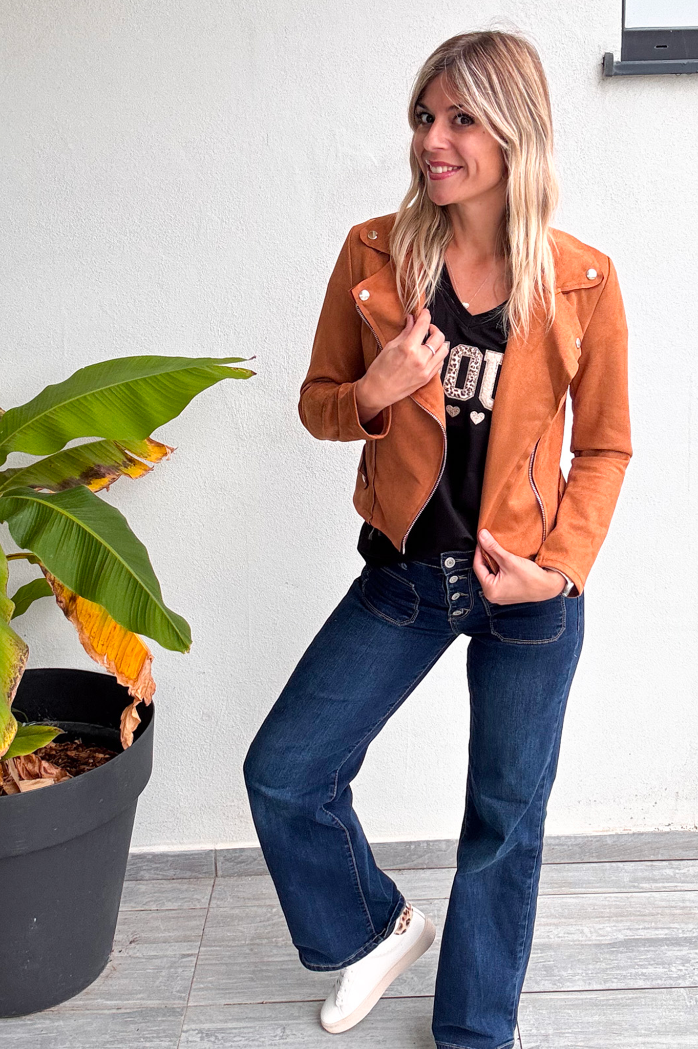 perfecto suedine camel femme