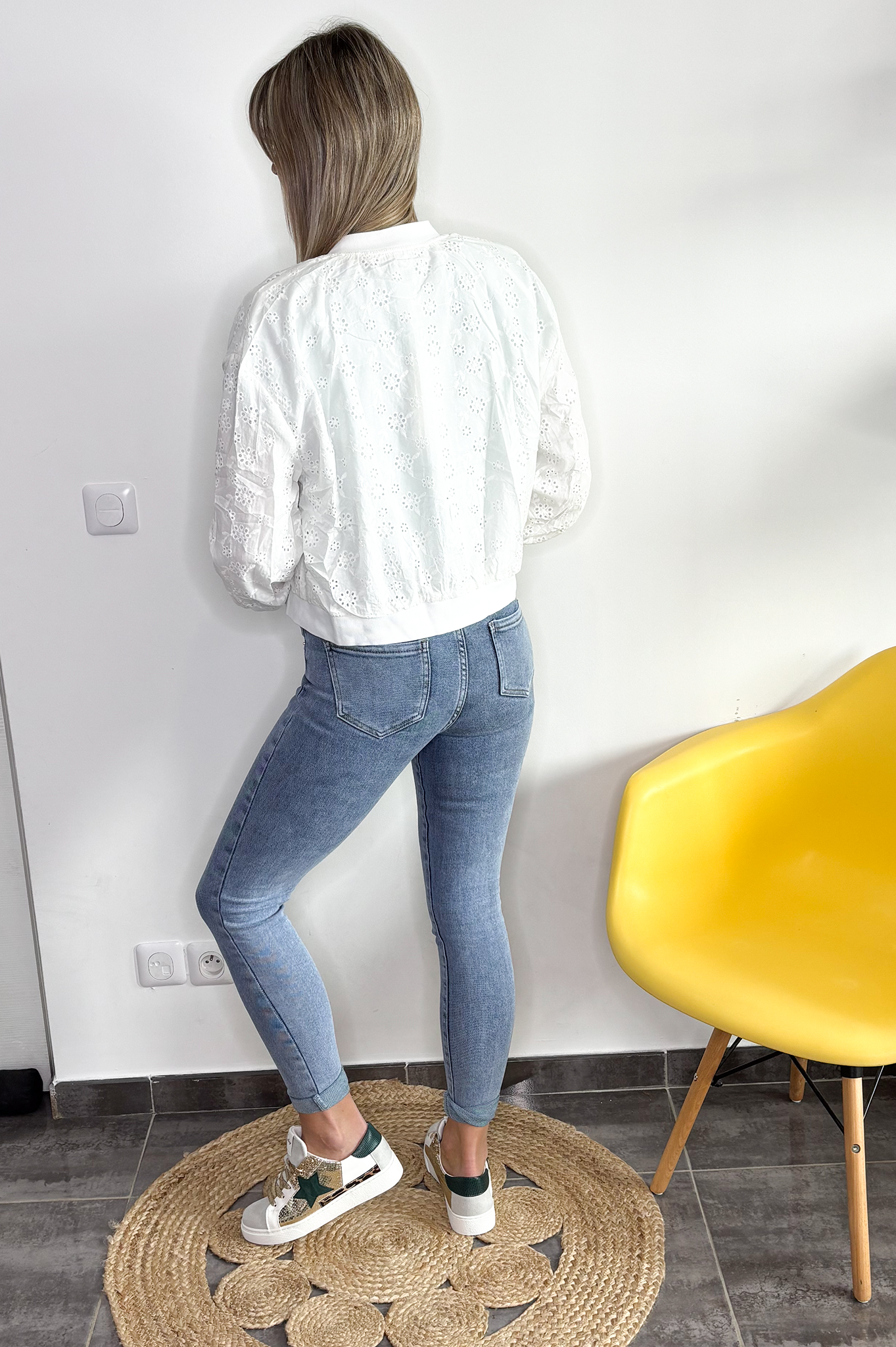Bombers blanc broderie anglaise