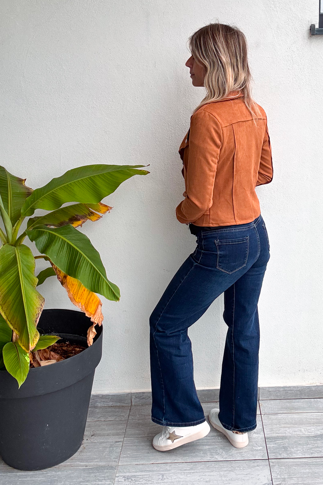 perfecto suedine camel femme