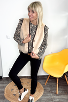 Gilet sans manches beige fourrure