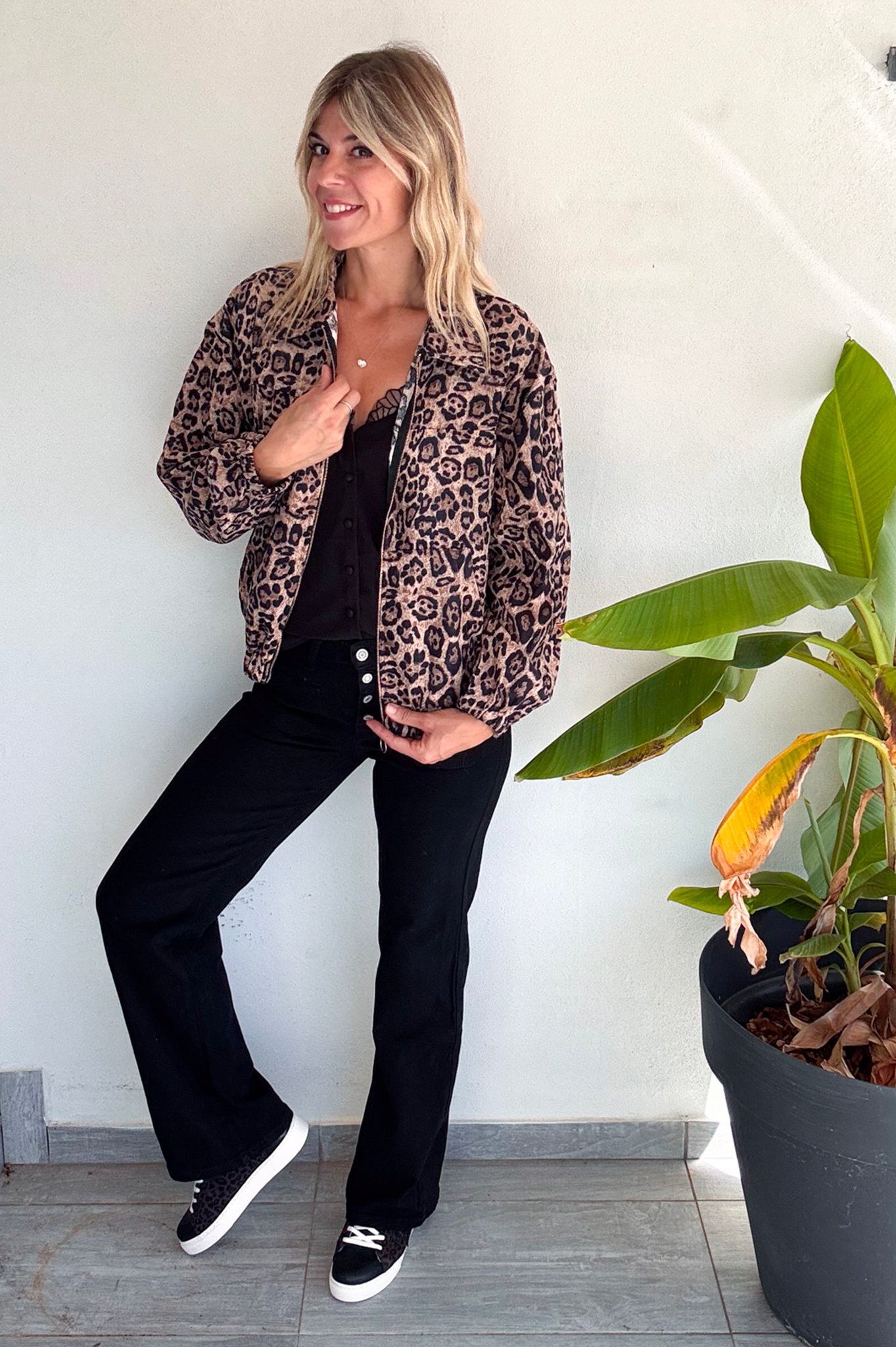 veste Bombers velours léopard