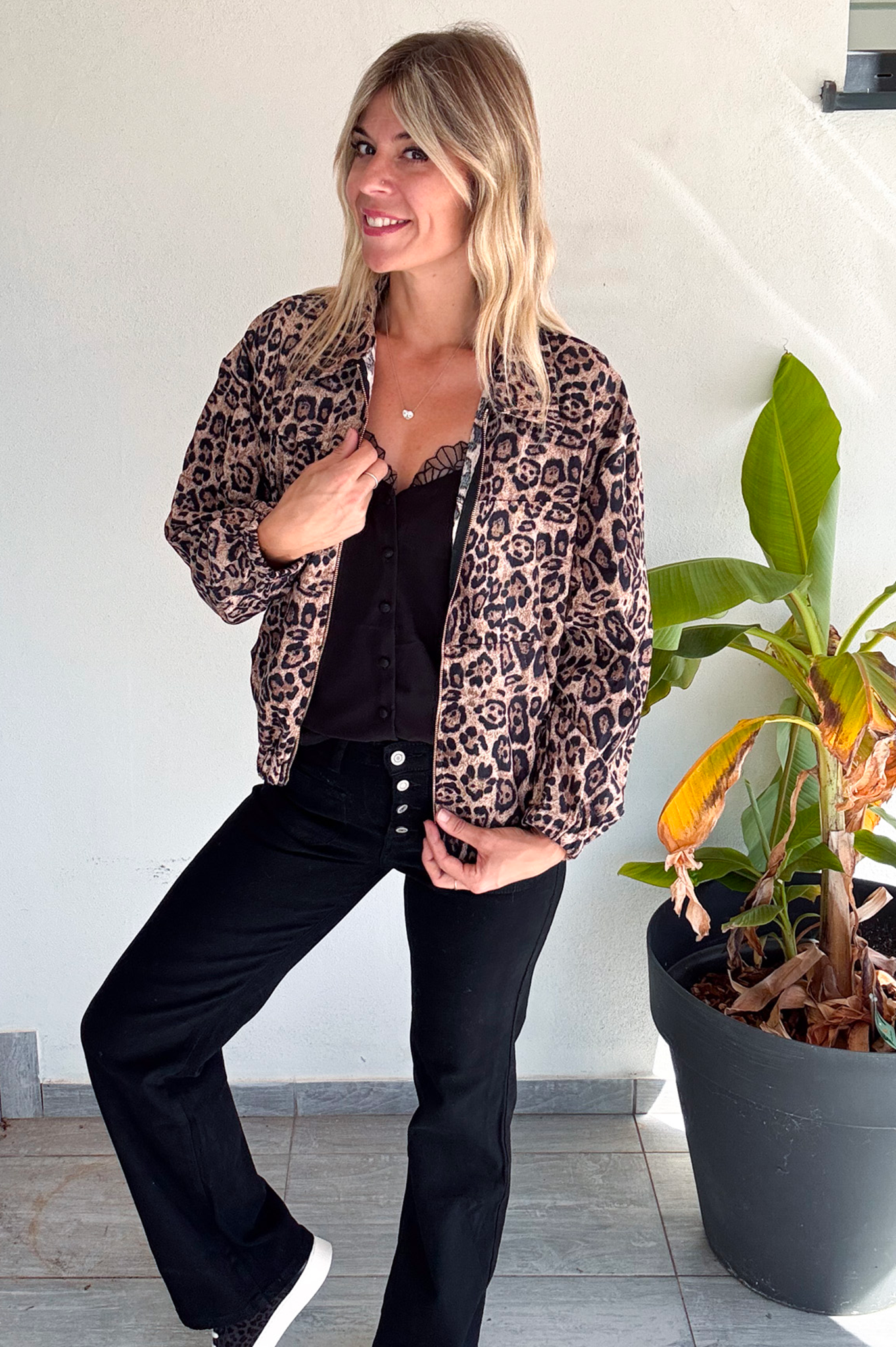 veste Bombers velours léopard