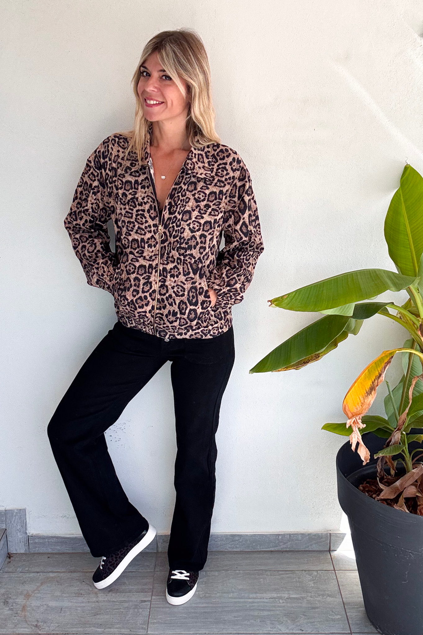 veste Bombers velours léopard