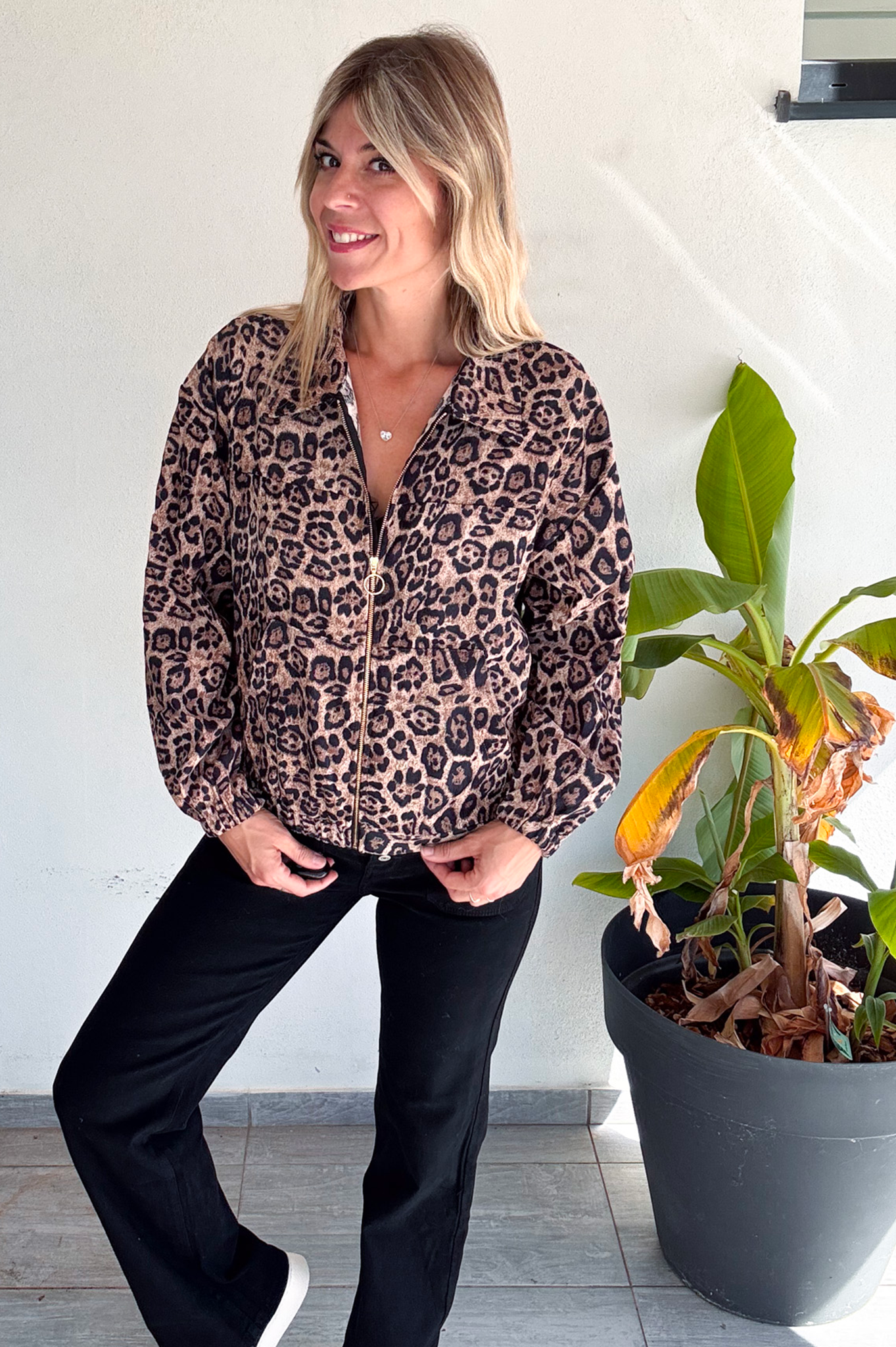 veste Bombers velours léopard